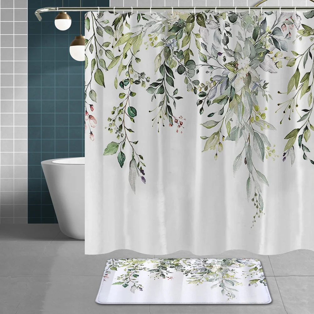 Green Eucalyptus Watercolor Leaves Bath Accessories Kit Fabric Floral Shower Curtain Bath Home Accessories Floor Rug Decorate
Green Eucalyptus Watercolor Leaves Bath Accessories Kit Fabric Floral Shower Curtain Bath Home Accessories Floor Rug Decorate