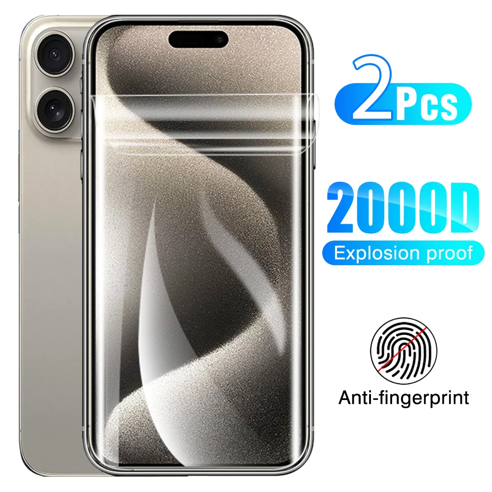 

2pcs Clear soft film For iphone 15 14 13 12 11 pro max hydrogel film iphone13 12mini se 2020 2022 protective Film