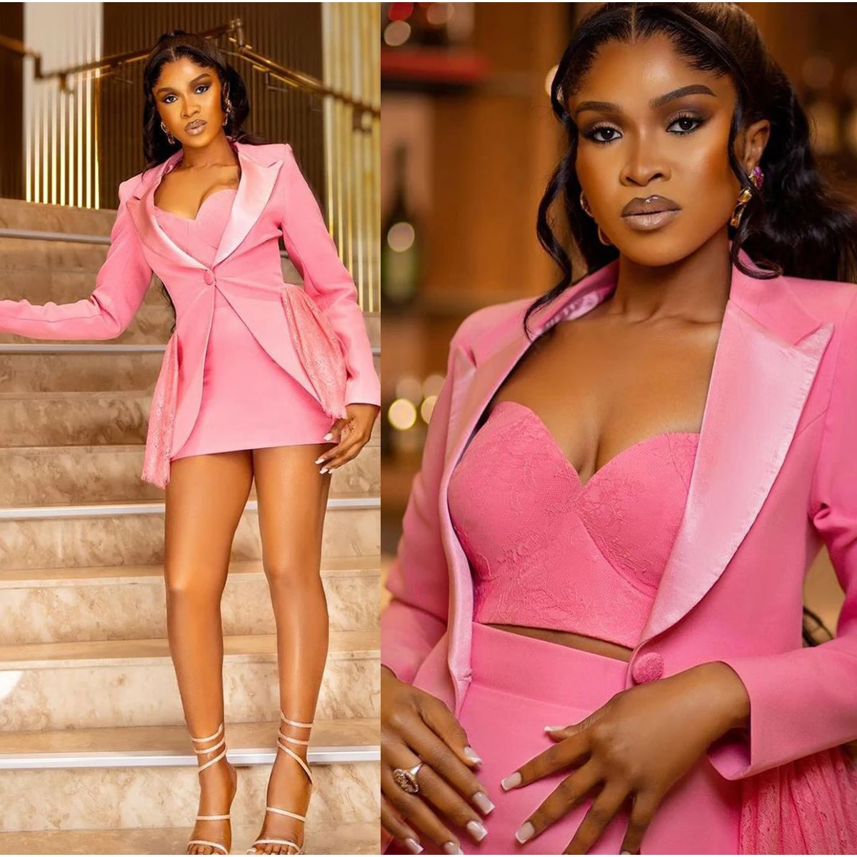 Hot Pink Women Custom Made Tuxedos 3 Pieces Lace Lady Blazer Dress Female Slim Fit Skirts Plus Size Prom Party Wear
Hot Pink Women Custom Made Tuxedos 3 Pieces Lace Lady Blazer Dress Female Slim Fit Skirts Plus Size Prom Party Wear