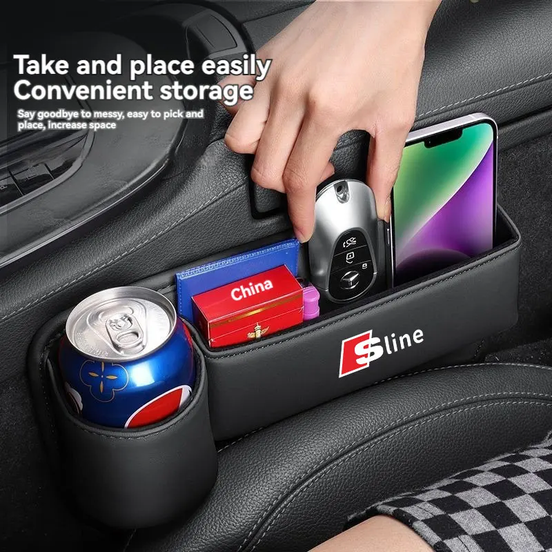 Leather Car Seat Gap Organizer Crevice Side Storage Box Filler Side Storage Pocket With Cup Holder For Audi Sline Car
Leather Car Seat Gap Organizer Crevice Side Storage Box Filler Side Storage Pocket With Cup Holder For Audi Sline Car