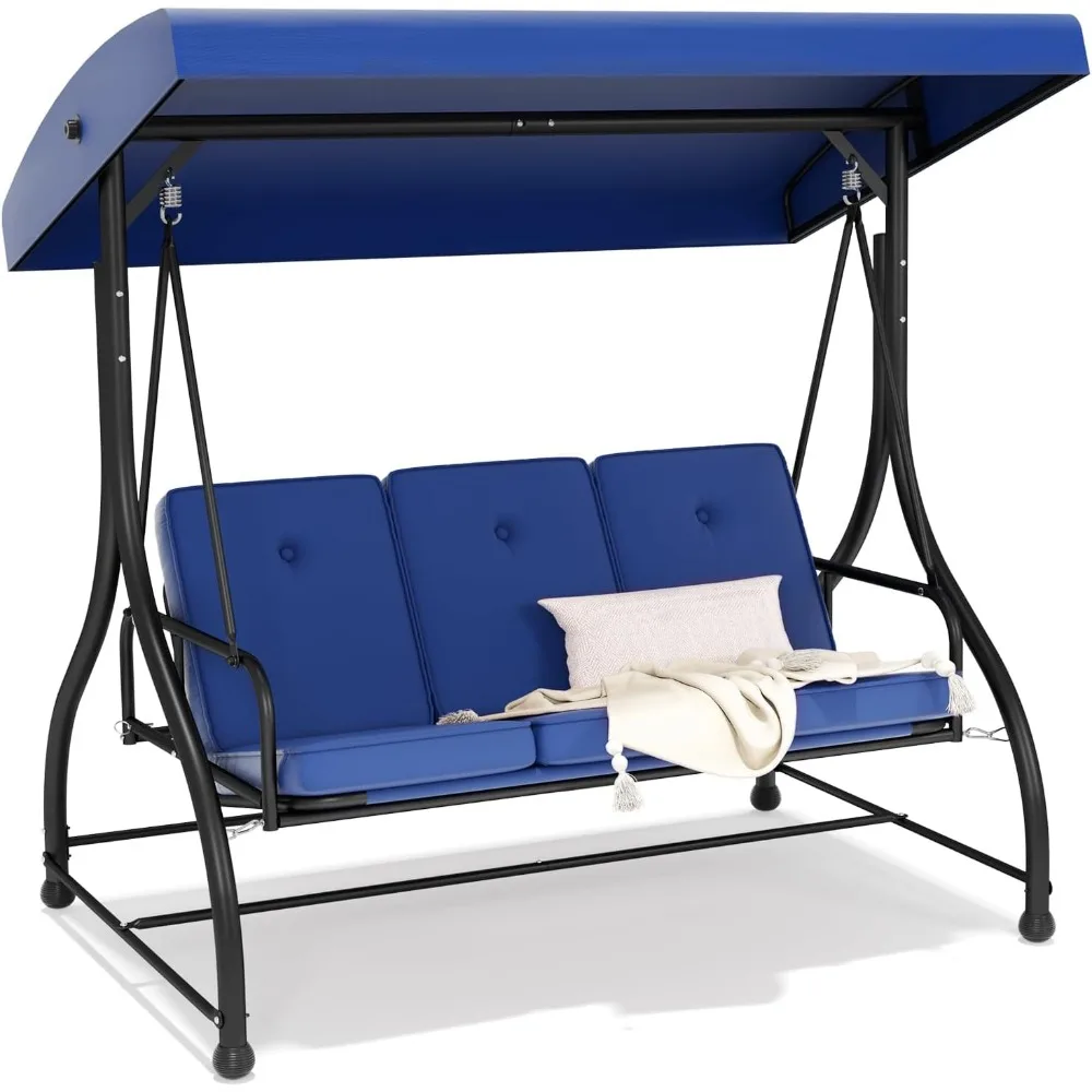3-Seat Outdoor Patio Swing Chair with Adjustable Canopy Removable Cushion, Heavy Duty Porch Swing Glider for Patio, Backyard,
3-Seat Outdoor Patio Swing Chair with Adjustable Canopy Removable Cushion, Heavy Duty Porch Swing Glider for Patio, Backyard,