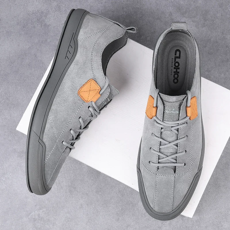 

Lace-up Men's Casual Shoes Fashion Leather Sneakers Breathable Skate Footwear Soft-Soled Male Outdoor Shoes Leisure Walk Flats