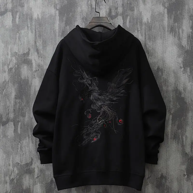 Phoenix Embroidery Oversized 2xl Pockets Loose Top Autumn Long Sleeve Hooded Men Chinese Style Streetwear Fashion Spring Clothes
Phoenix Embroidery Oversized 2xl Pockets Loose Top Autumn Long Sleeve Hooded Men Chinese Style Streetwear Fashion Spring Clothes