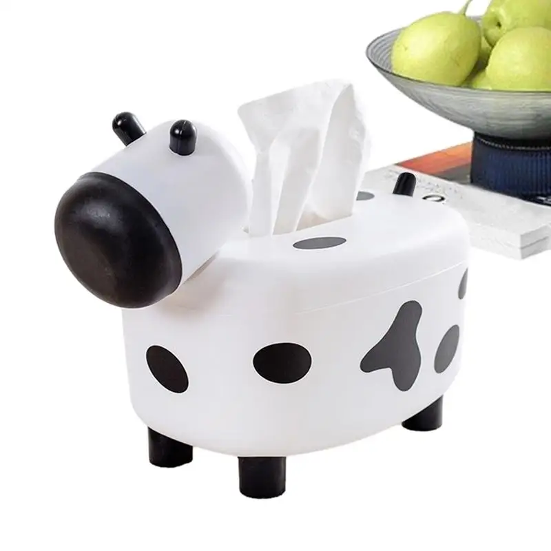 

Tissue Box Holder Household Creative Paper Box Multi-functional Napkins Organizer Cow Shaped Paper With Toothpick Dispenser