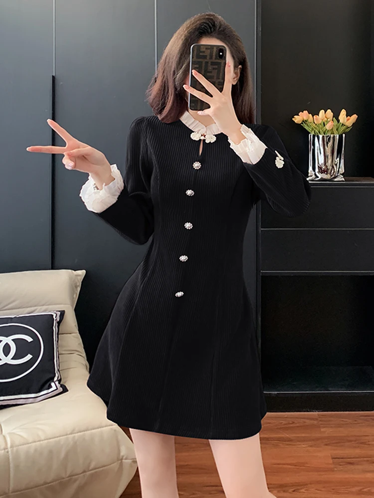 Runway Fashion Fall Winter Corduroy Patchwork Chinese Style Chic Single-Breasted High Quality Women Long Sleeve Mini Dress
Runway Fashion Fall Winter Corduroy Patchwork Chinese Style Chic Single-Breasted High Quality Women Long Sleeve Mini Dress