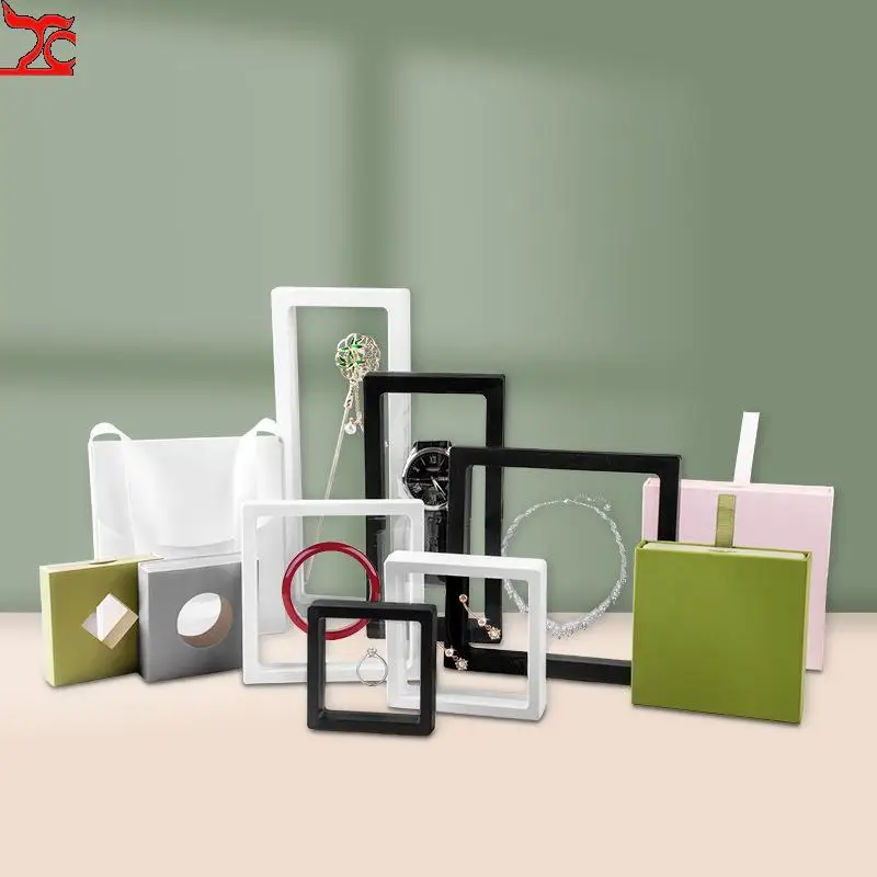 

10Pcs 3D Floating Picture Frame Shadow Box Jewelry Display Stand Ring Pendant Holder Protect Jewellery Stone Presentation Case