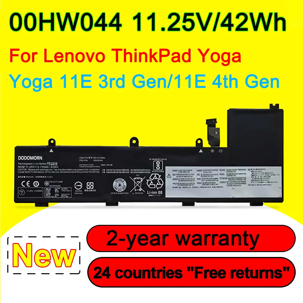 

00HW044 Laptop Battery For Lenovo ThinkPad Yoga 11E-20GC 20LM 20G8/11E 3rd Gen/11E 4th Gen 00HW042 00HW043 11.25V 42Wh 3735mAh