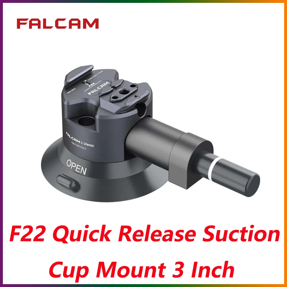 

Falcam F22 Quick Release Suction Cup Mount 3 Inch 1/4"-20 3/8"-16 Threads for DSLR Camera Go Pro Action Camera Mounts on Glass