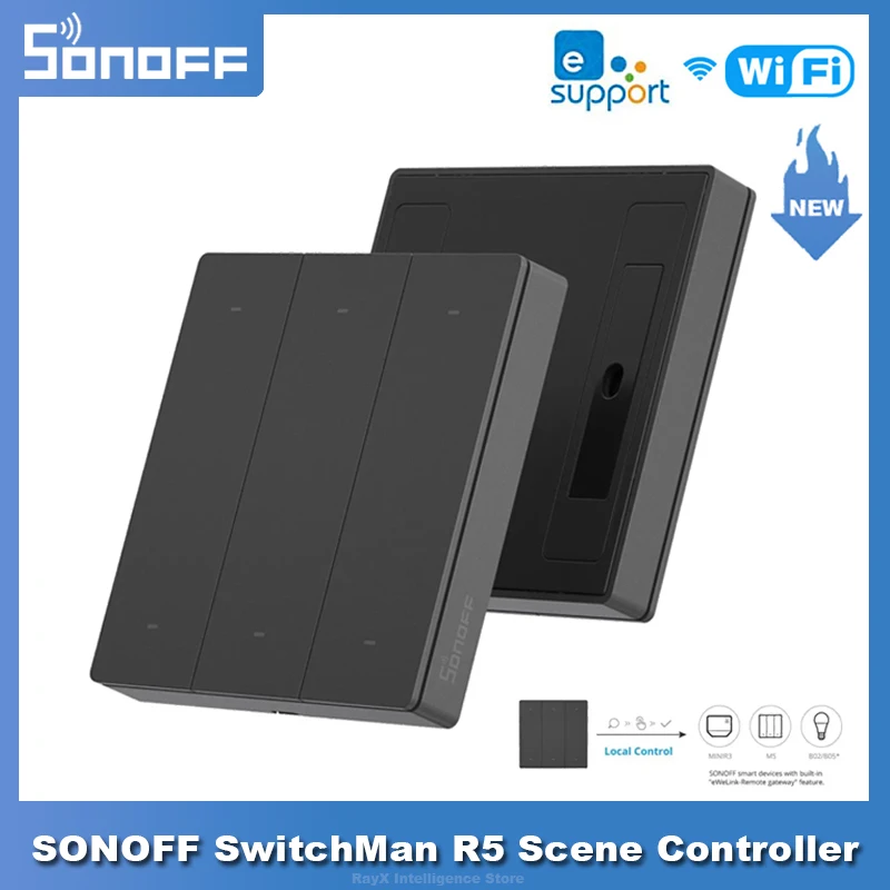 SONOFF SwitchMan R5 контроль сцены ler беспроводной пульт дистанционного управления с 6 кнопками умный дом eWeLink-пульт дистанционного управления работает с MINIR3 M5
SONOFF SwitchMan R5 контроль сцены ler беспроводной пульт дистанционного управления с 6 кнопками умный дом eWeLink-пульт дистанционного управления работает с MINIR3 M5