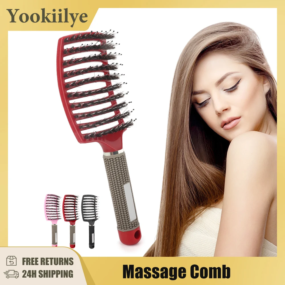 

Hair Scalp Massage Comb Hairbrush Bristle Nylon Women Wet Curly Detangle Hair Brush for Salon Hairdressing Styling Tools