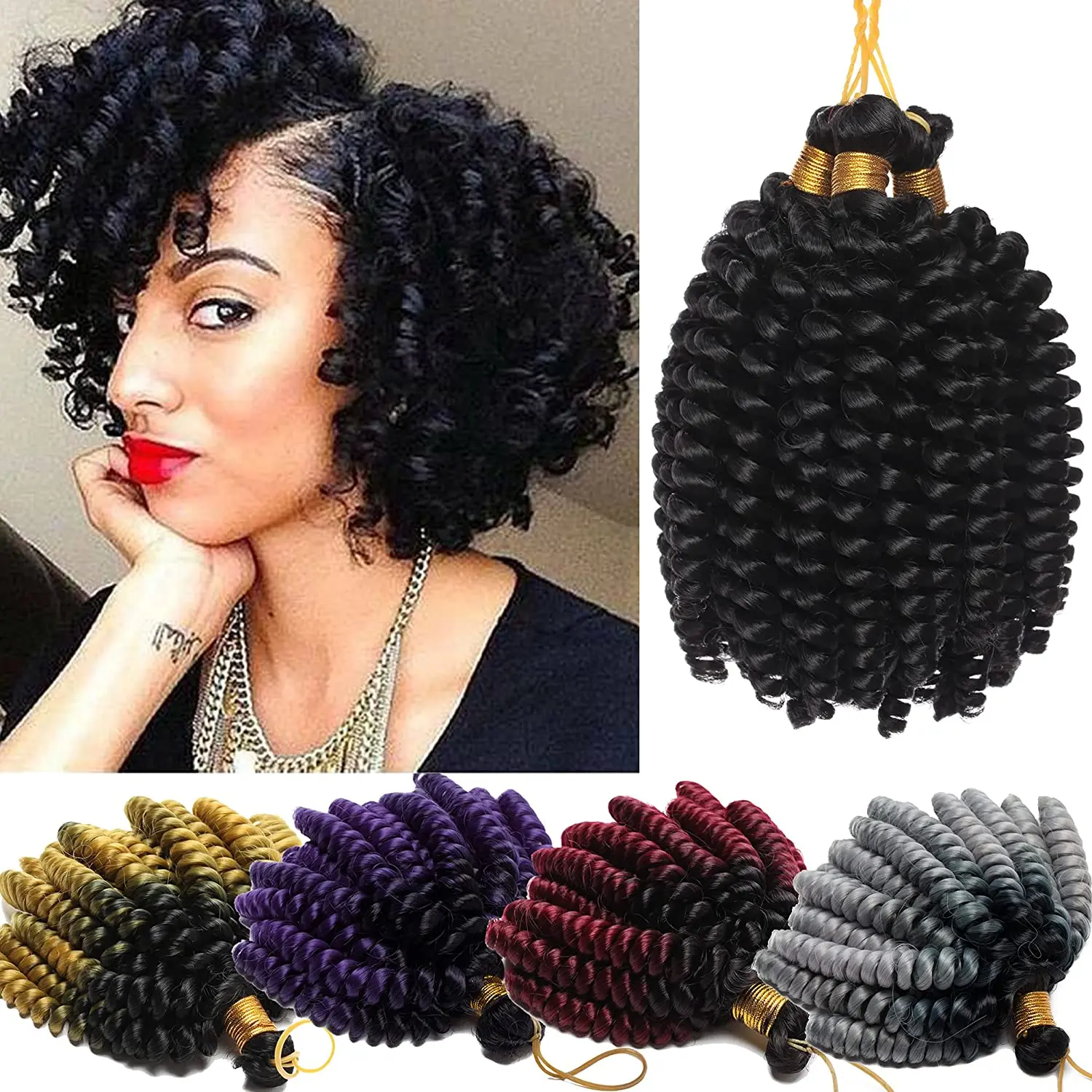 Short Synthetic Jamaican Wand Curl Crochet Braiding Hair Bouncy Hair Extensions African American Jumpy Hair For Women
Short Synthetic Jamaican Wand Curl Crochet Braiding Hair Bouncy Hair Extensions African American Jumpy Hair For Women