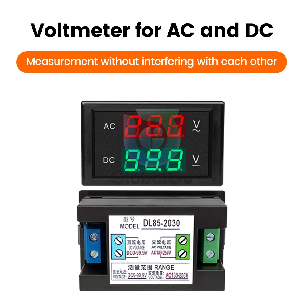 

AC/DC LED Digital Dual Voltage Tester Voltage Detector Panel Green + Red AC 80 150V 130-250V DC 0-99.9V 0-600V 3 Bit Voltmeter