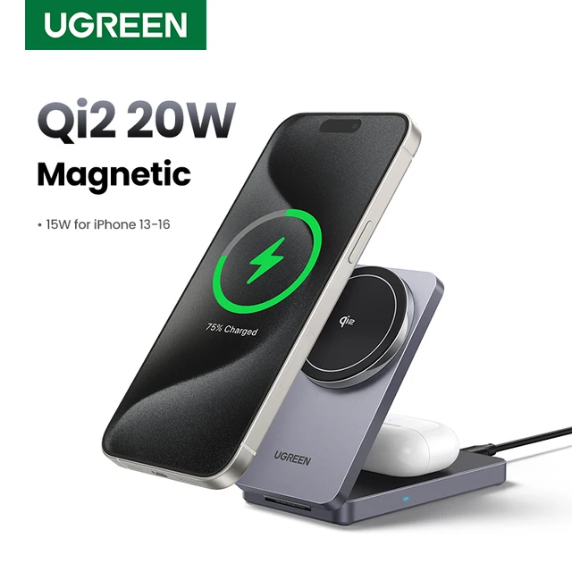 UGREEN-Support de charge magnétique sans fil, support de charge rapide MagSafe, chargeur pour iPhone 16 Pro Max, AirPods 4, Qi2 20W, 2 en 1 1