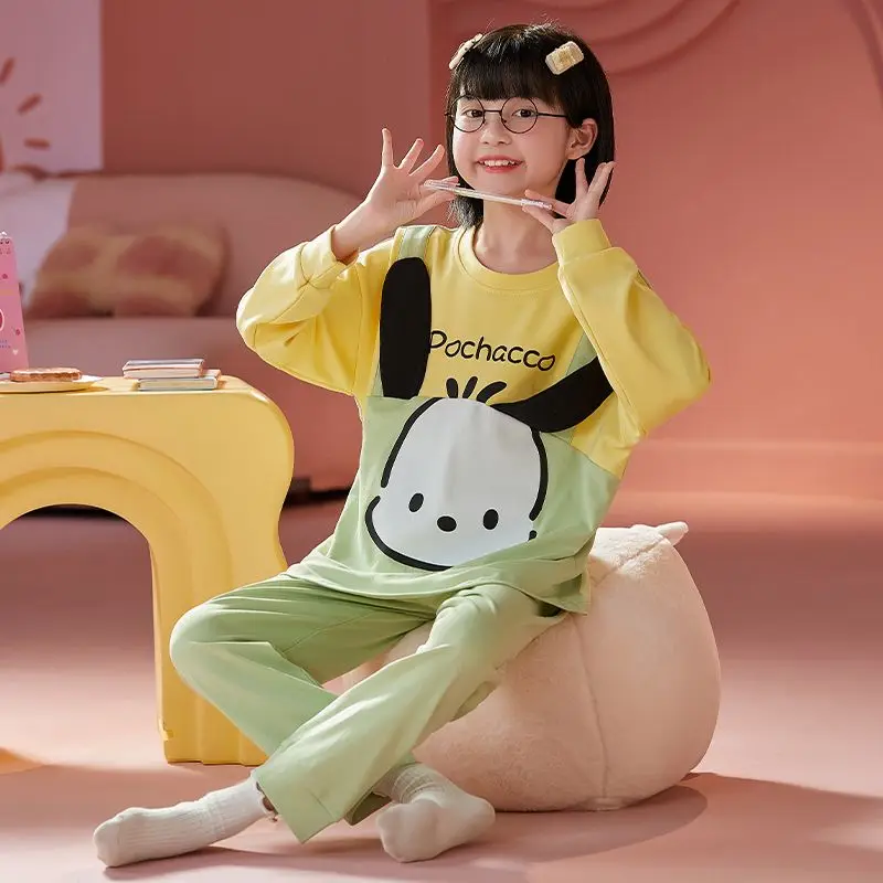 Kawaii Sanrio My Melody Hello Kitty полачко пижамный комплект для девочек с длинным рукавом мультяшная Повседневная весенне-Осенняя детская домашняя одежда
Kawaii Sanrio My Melody Hello Kitty полачко пижамный комплект для девочек с длинным рукавом мультяшная Повседневная весенне-Осенняя детская домашняя одежда
