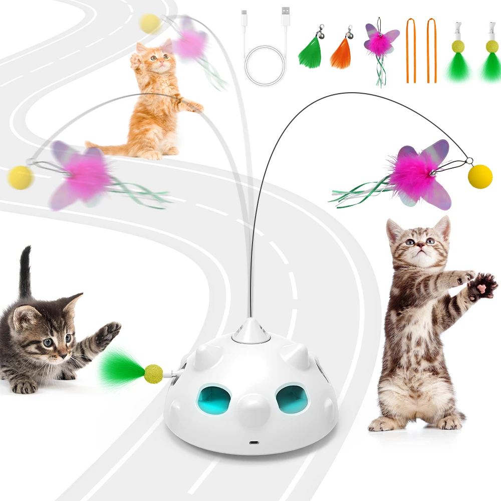 

Interactive Ambush Cat Toy Random Shooting Feather Flying Butterfly Balls LED Light Cat Automatic Toy for Indoor Cat Kitten