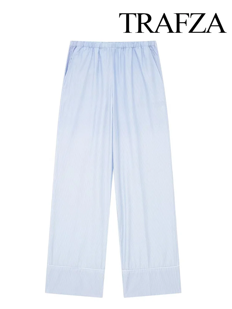 TRAFZA Women's Fashionable Silk Satin Texture Straight Pants Elastic Waist Pocket Decoration Women's Summer Street Trousers TRAF
TRAFZA Women's Fashionable Silk Satin Texture Straight Pants Elastic Waist Pocket Decoration Women's Summer Street Trousers TRAF