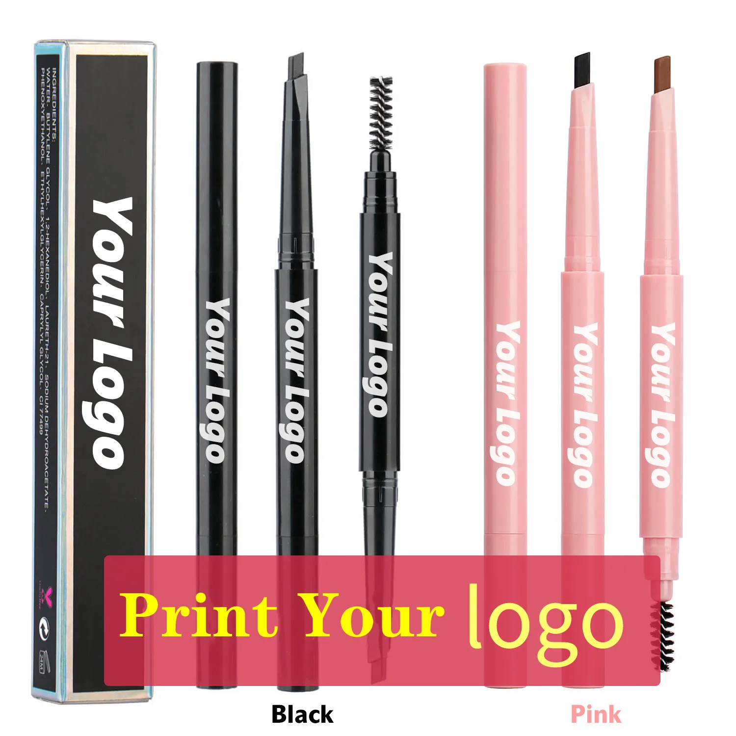 

Wholesale Makeup Eyebrow Pencil Slim Eyebrow Pencil Private Label OEM Waterproof Makeup Pen Double Headed Automatic Rotation