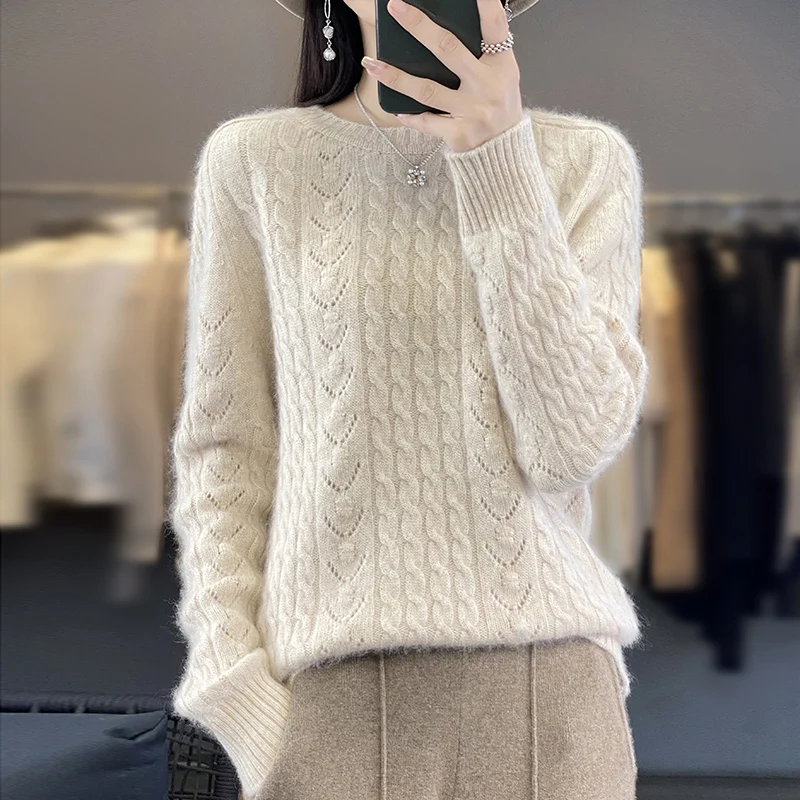100% mink cashmere sweater women's knitted sweater O-neck long sleeved pullover autumn and winter loose fitting fashion warm top
100% mink cashmere sweater women's knitted sweater O-neck long sleeved pullover autumn and winter loose fitting fashion warm top