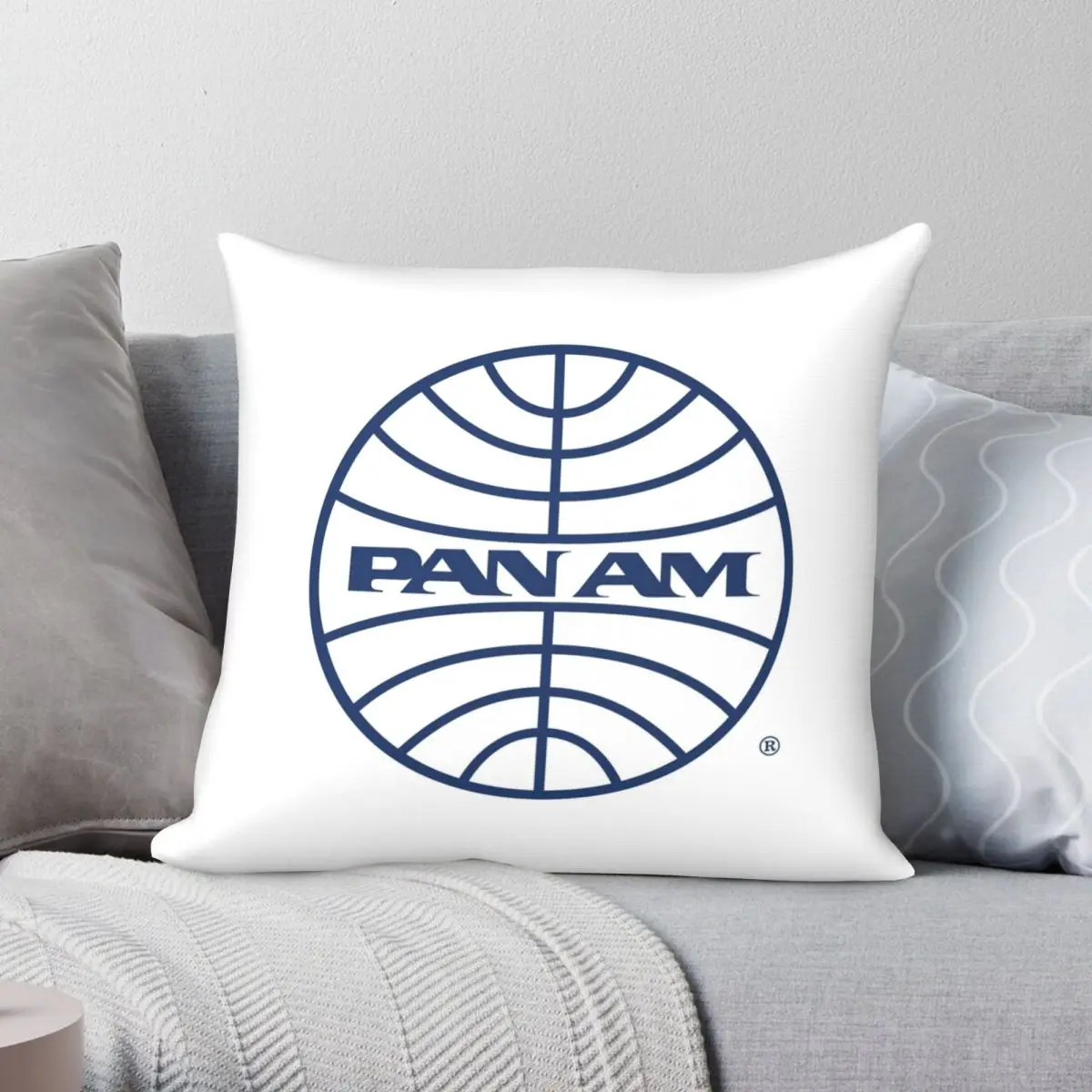 Квадратный чехол для подушки Pan Am Mid 1950s из полиэстера и льна с бархатным узором на