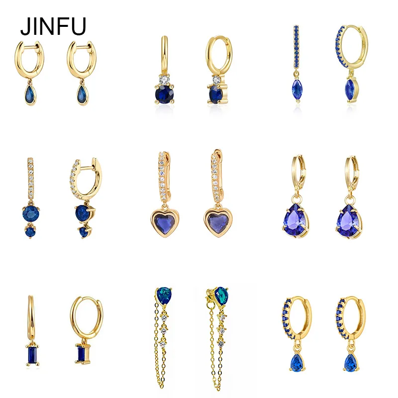 JINFU Gold Plated Drop Earrings For Women Vintage Famale Piercing Royal Blue CZ Zircon Dangle Earrings 2023 Jewelry Wholesale
JINFU Gold Plated Drop Earrings For Women Vintage Famale Piercing Royal Blue CZ Zircon Dangle Earrings 2023 Jewelry Wholesale