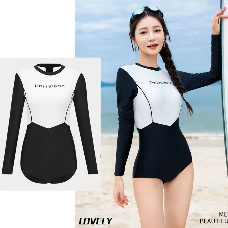 

Women One Piece Bathing Suit Tummy Control Swimsuits High Neck Zip Back Monokini Color Block Rash Guard Swimwear Rashguards
