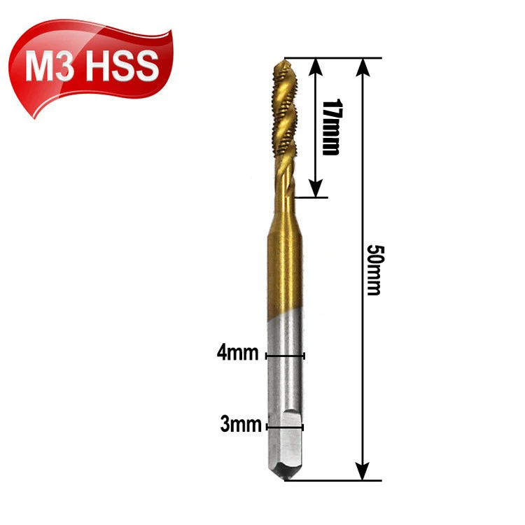 High Speed Steel HSS Screw Thread Metric Spiral Hand Plug Tap Kit Hand Tool Titanium Screw Tap Screw Drill Bits M3 M5 M6 M8
High Speed Steel HSS Screw Thread Metric Spiral Hand Plug Tap Kit Hand Tool Titanium Screw Tap Screw Drill Bits M3 M5 M6 M8