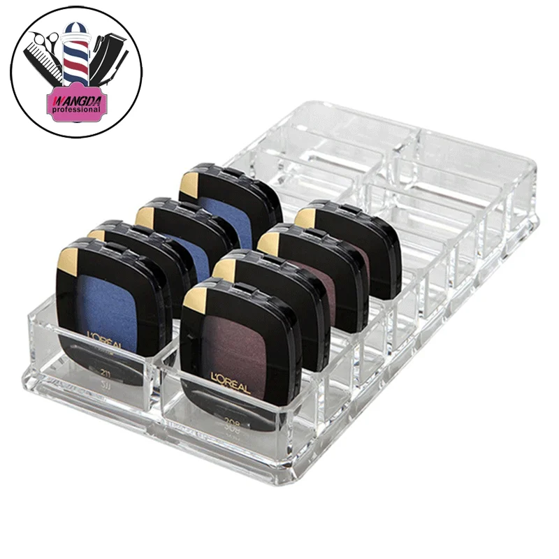 

Transparent Acrylic Makeup Powder Storage Box Double Row 16 Grid Eye Shadow Blush Nail Polish Cosmetic Desktop Display Organizer