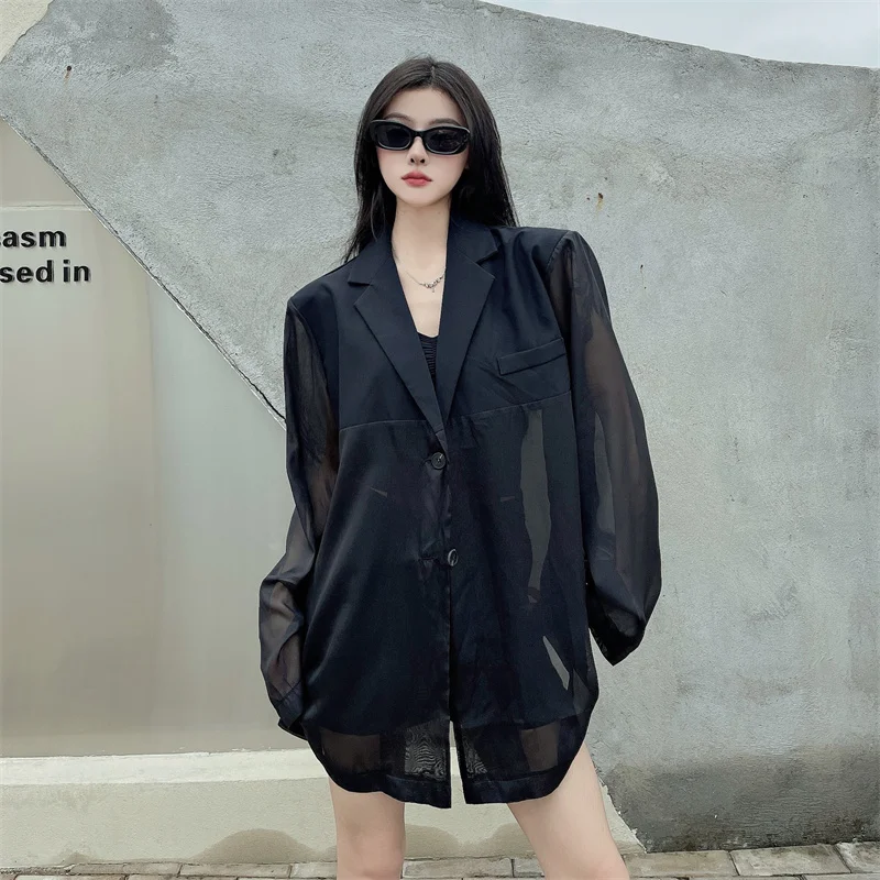 Women Summer Thin Black Blazer Girls Solid Color Loose Fast Drying Breathable Long Sleeved Sunscreen Beauty Sexy Party Cardigan
Women Summer Thin Black Blazer Girls Solid Color Loose Fast Drying Breathable Long Sleeved Sunscreen Beauty Sexy Party Cardigan