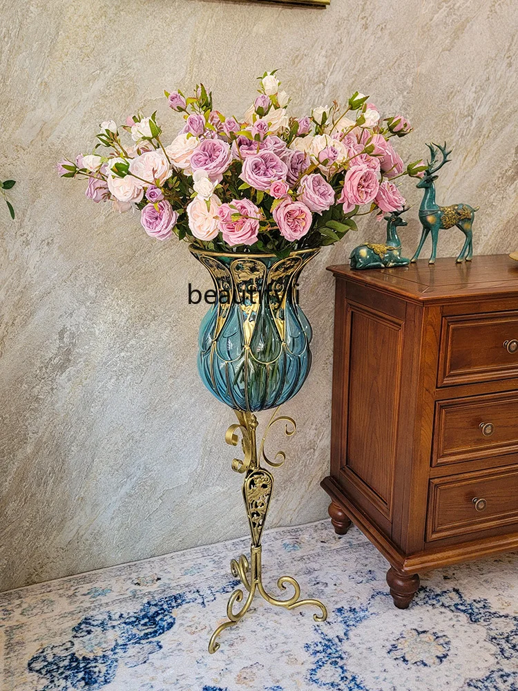 Large Floor Vase Light Luxury European Living Room Glass Furnishing Article High-End Flower Arrangement High Decoration Hallway 
Large Floor Vase Light Luxury European Living Room Glass Furnishing Article High-End Flower Arrangement High Decoration Hallway