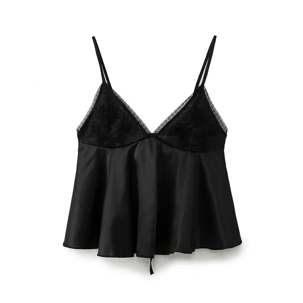 Women's 2024 New Fashion Lace Decoration Short Satin Texture Sling Top Retro Open Back Lace Up Women's Tank Top Chic Top
Women's 2024 New Fashion Lace Decoration Short Satin Texture Sling Top Retro Open Back Lace Up Women's Tank Top Chic Top
