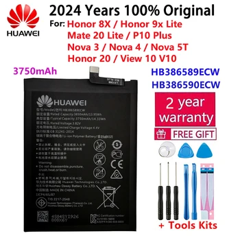 Hua Wei 오리지널 충전식 휴대폰 배터리, Huawei Honor 8X 9X P10 PLUS View 10 Mate 20 Lite Nova 3 4 5T 용, HB386589ECW, 3750mAh