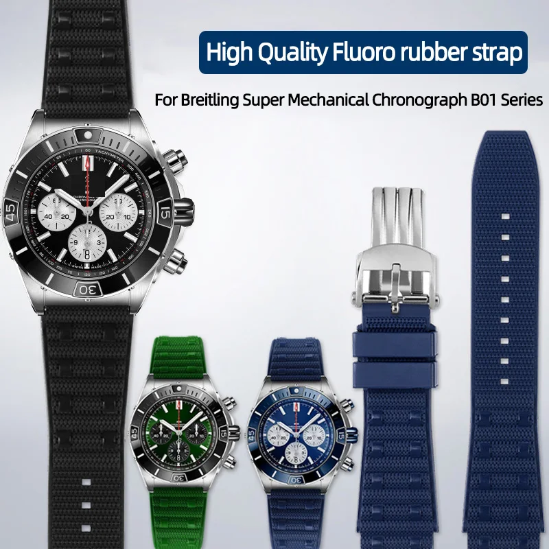 22mm 24mm High Quality Fluoro rubber strap For Breitling Super Mechanical Chronograph B01 Series Watchband Men's watch strap
22mm 24mm High Quality Fluoro rubber strap For Breitling Super Mechanical Chronograph B01 Series Watchband Men's watch strap