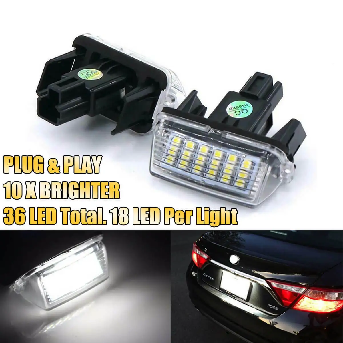 

1pair OEM-Fit 3W Full LED License Plate Light Kit Compatible With Toyota Camry Highlander Prius C Avalon Yaris