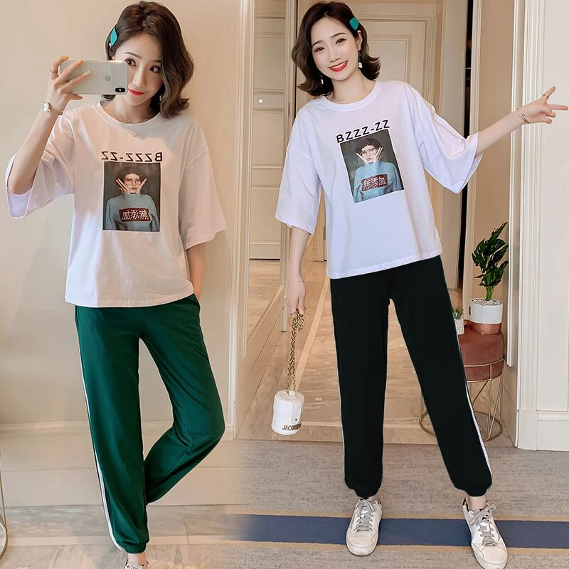 2024 Summer Loose Maternity Casual Clothes Set Fashionable Short Sleeve Cotton T-Shirt+Long Loose Wide Legs Belly Pants Twinset
2024 Summer Loose Maternity Casual Clothes Set Fashionable Short Sleeve Cotton T-Shirt+Long Loose Wide Legs Belly Pants Twinset