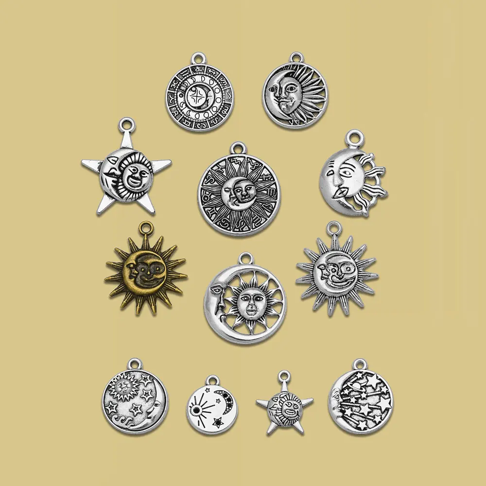 

Sun Moon Star Charms Constellation Pendants For Diy Jewelry Making Accessories Wholesale Items Bulk