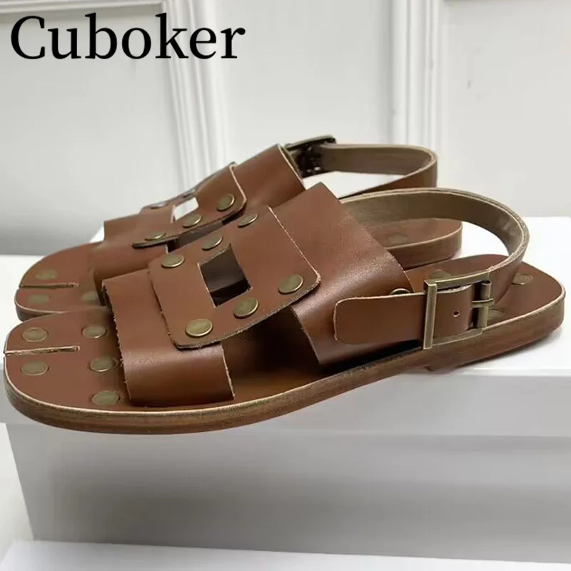 Luxury Brand Plus Size Nail Decor Flat Sandals Woman Brown Black Leather 2023 New Summer Sandals Men's Casual Beach Sandals
Luxury Brand Plus Size Nail Decor Flat Sandals Woman Brown Black Leather 2023 New Summer Sandals Men's Casual Beach Sandals