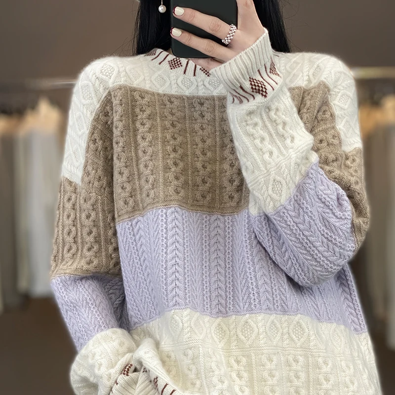 2023 Autumn/winter New 100% Cashmere Wool Round Neck Sweater Women's Knitted O-neck Pullover Ladies Loose Large Long Sleeve Top
2023 Autumn/winter New 100% Cashmere Wool Round Neck Sweater Women's Knitted O-neck Pullover Ladies Loose Large Long Sleeve Top