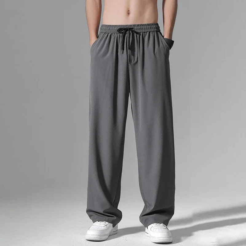 Thin Ice Silk Man Pants Wide Leg Baggy Sweatpants Male Casual Sport Drape Oversize Pants Quick-Dry Full-Length Long Trousers
Thin Ice Silk Man Pants Wide Leg Baggy Sweatpants Male Casual Sport Drape Oversize Pants Quick-Dry Full-Length Long Trousers