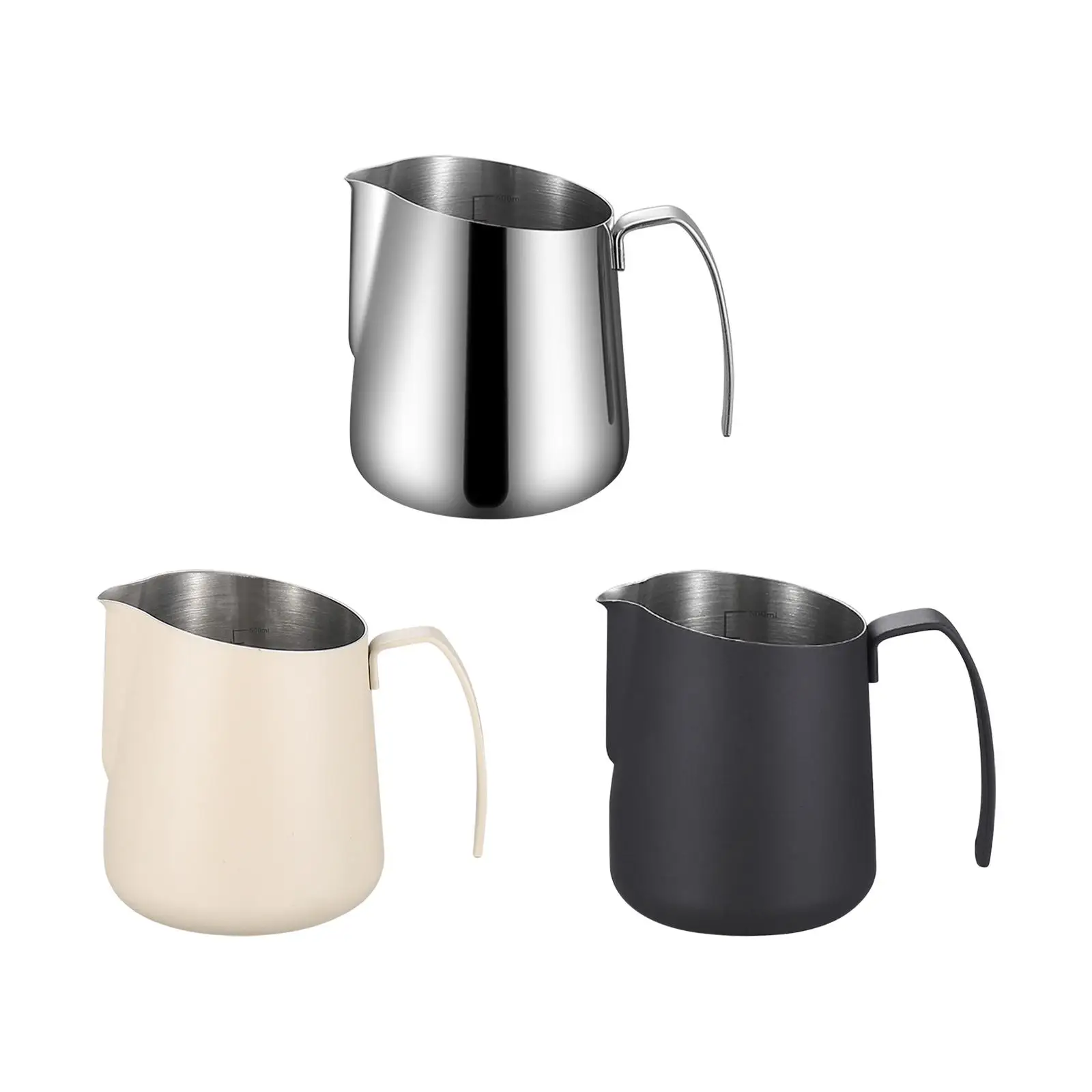 

Milk Frothing Pitcher Stainless Steel with Scale 500ml Barista Tool Coffee Milk Measuring Cup for Latte Art Home Cafe Shop Bar