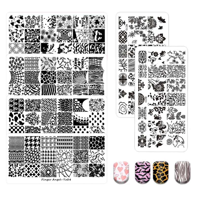 

Flower Leaf Nail Stamping Plates Marble Texture Nail Art Stamp Template Lace Image Plate Stainless Steel Stencil Tools