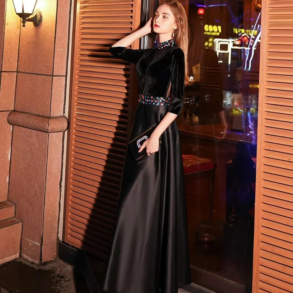 Elegant Black A-line Evening Dress Modern High Neck Party Prom Gowns Zipper Lace Formal Occasion Dresses New Custom Made D10256
Elegant Black A-line Evening Dress Modern High Neck Party Prom Gowns Zipper Lace Formal Occasion Dresses New Custom Made D10256