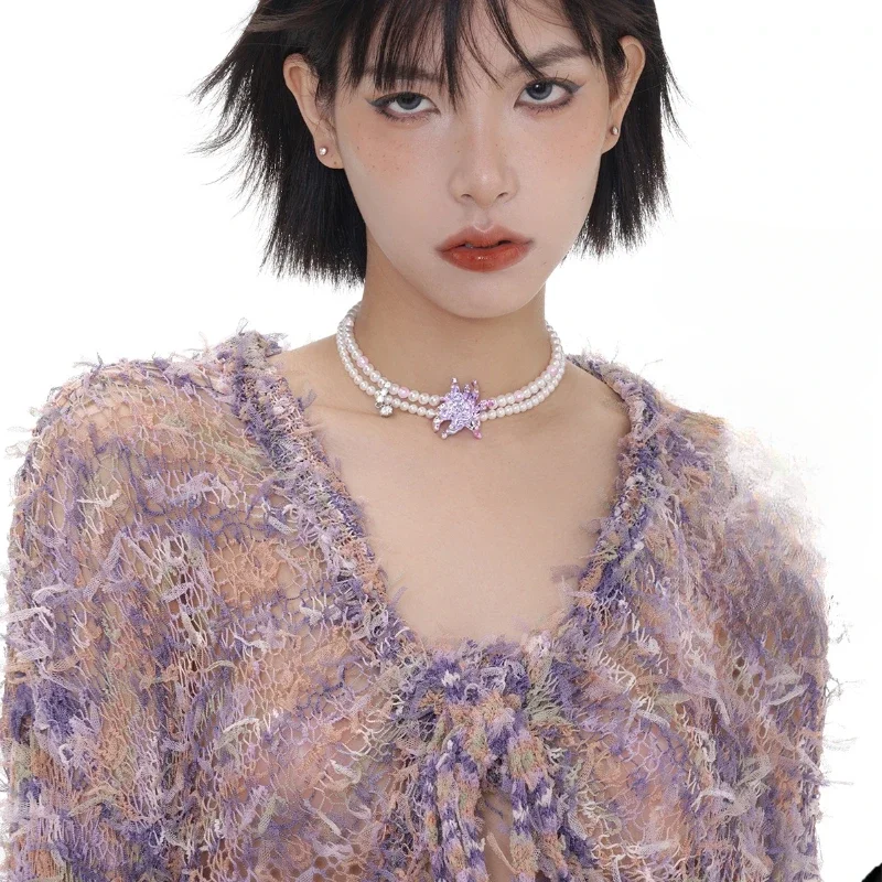 Different dimensional flowers! Multi layered pearl necklace with hand-painted flower necklaces, sweet and cool choker
Different dimensional flowers! Multi layered pearl necklace with hand-painted flower necklaces, sweet and cool choker
