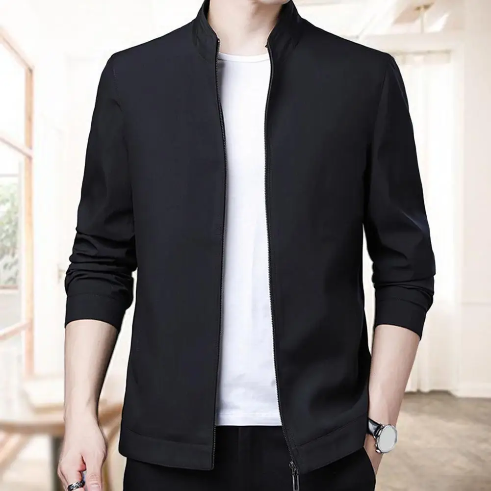 Solid Color Men Jacket Stylish Men's Slim Fit Suit Jacket with Stand Collar Zipper Cardigan Business Pockets for Spring Fall Men
Solid Color Men Jacket Stylish Men's Slim Fit Suit Jacket with Stand Collar Zipper Cardigan Business Pockets for Spring Fall Men