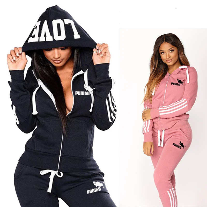 

2023 Spring Tracksuit Women 2 Piece Set Print Hoodies+Pants Sportwear Women's Sports Suit Hooded Zippers Sweatshirt Set Female