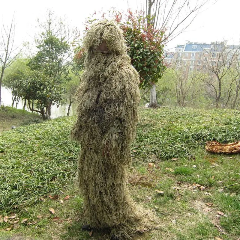 

3D Withered Grass Ghillie Suit 4 PCS Sniper Military Tactical Camouflage Clothing Hunting Suit Army Hunting Clothes Birding Suit