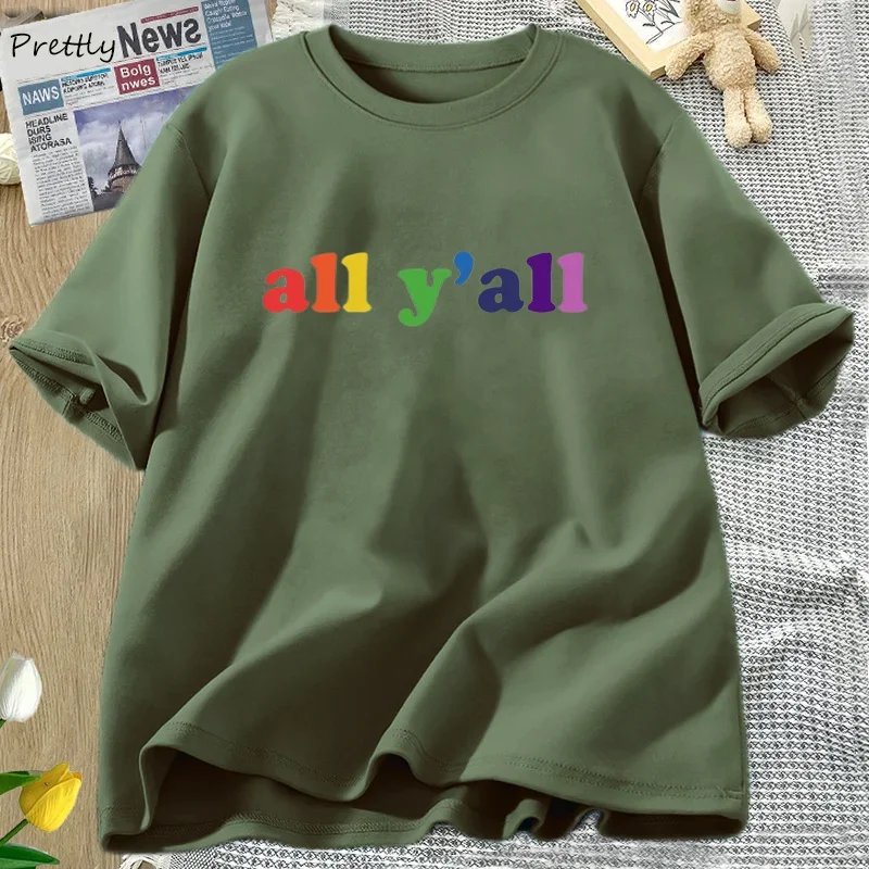 

All Y'all Tshirts Rainbow Pride T Shirt LGBT Parade Equality LGBTQ Support Tee Ally Retro Gay Pride Tshirt Cotton Women Clothing