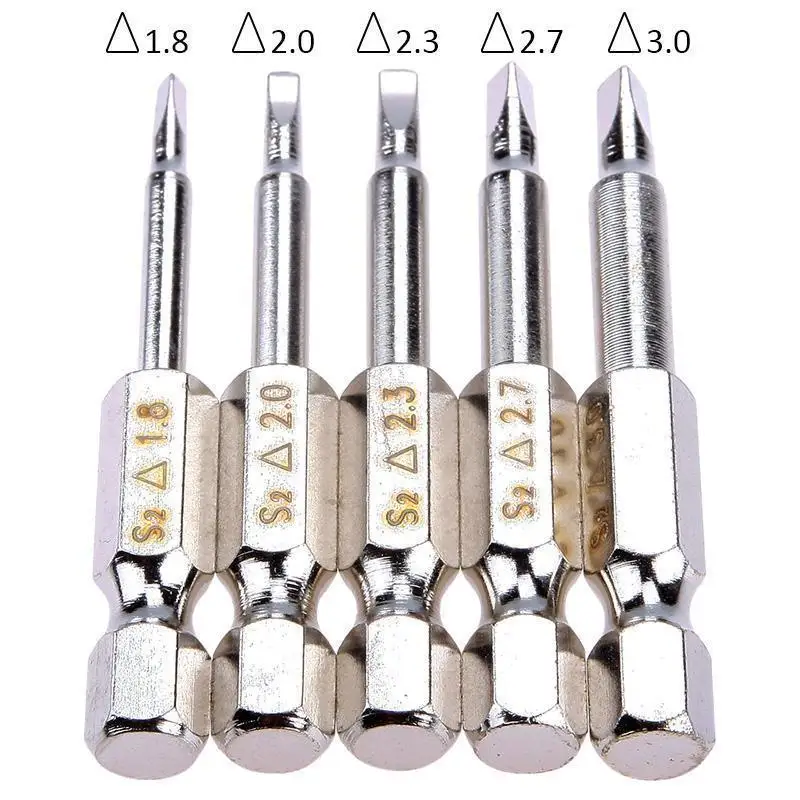 Magnetic Triangle Screwdriver Bits 5pcs Set with High Quality Steel and 1/4 Hex Shank for Electronics Industry
Magnetic Triangle Screwdriver Bits 5pcs Set with High Quality Steel and 1/4 Hex Shank for Electronics Industry