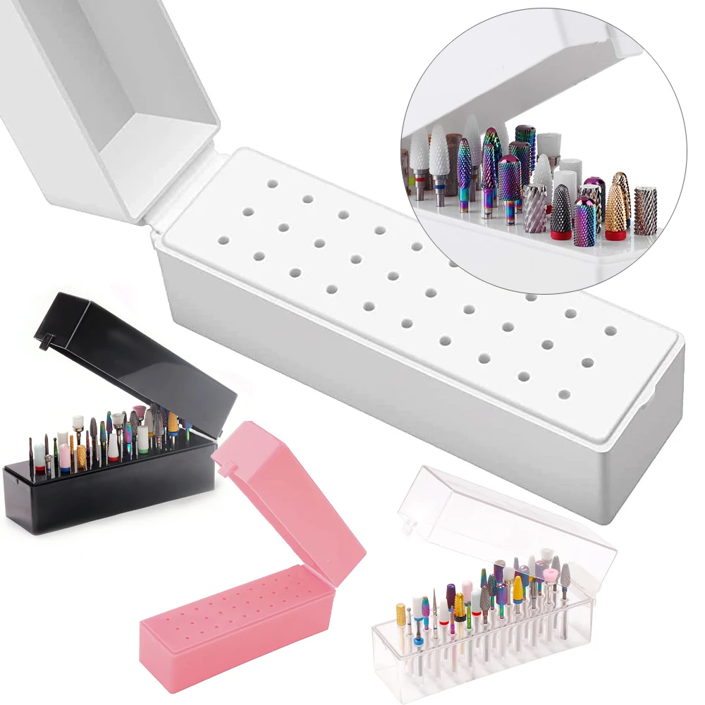 

30 Holes Nail Drill Bits Storage Box Nail Grinding Head Holder Stand Display Container Milling Cutter Manicure Organizer Stand