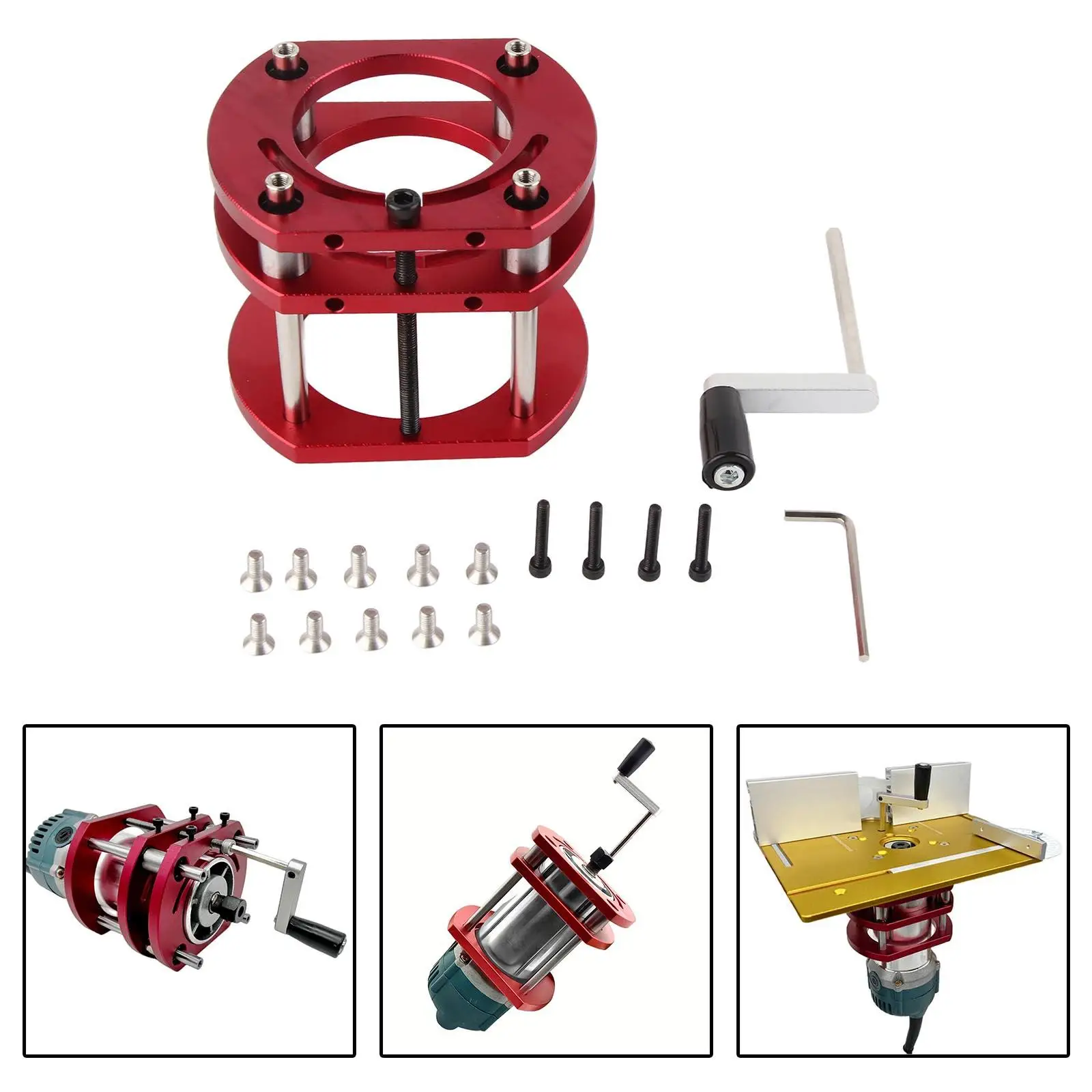 Router Lift Base for Carpentry Tool Max Lift 51mm Wear Resistant Red Versatile Woodworking Engraving DIY Tool 4 Jaw Clamping 
Router Lift Base for Carpentry Tool Max Lift 51mm Wear Resistant Red Versatile Woodworking Engraving DIY Tool 4 Jaw Clamping