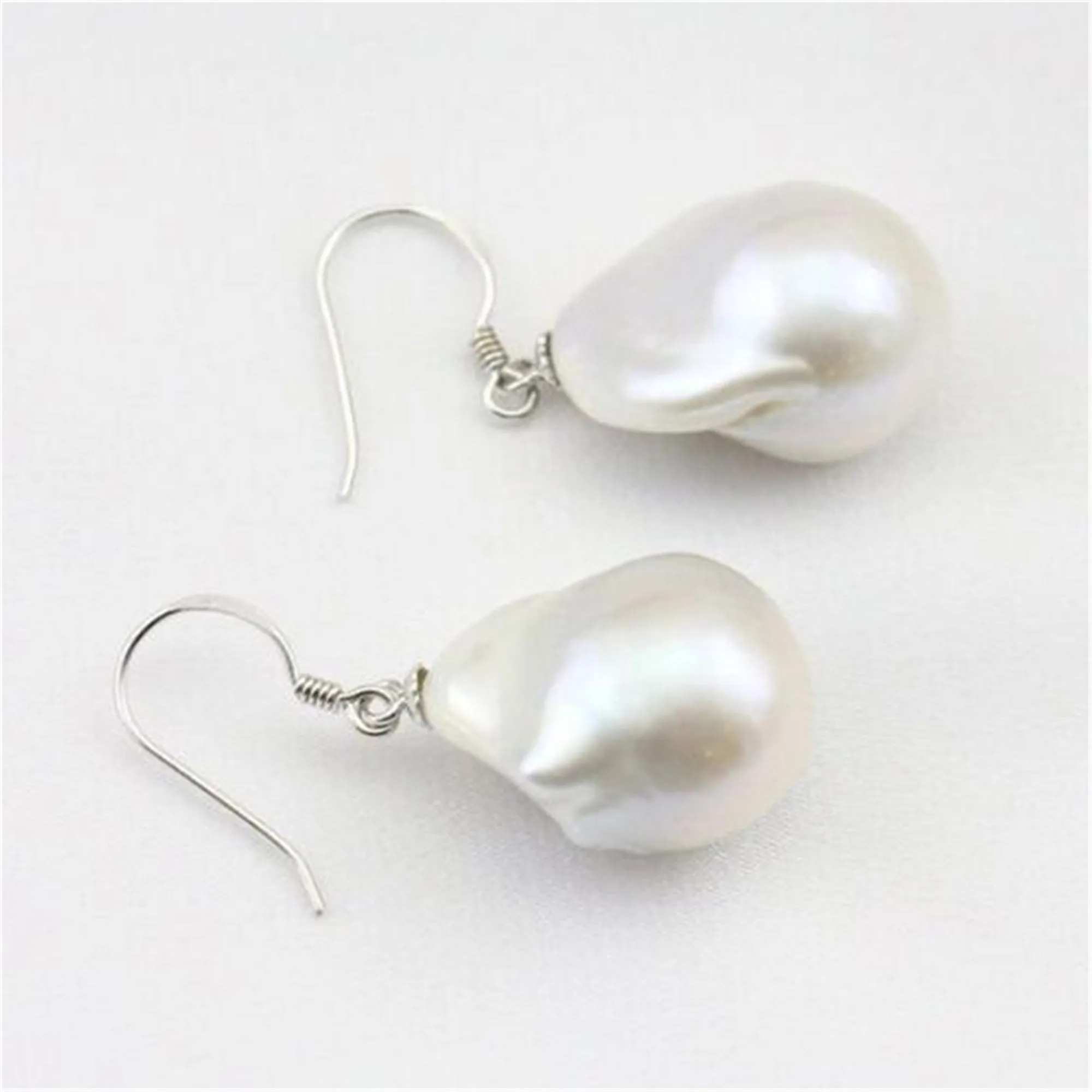 

Freshwater pearls White Baroque Pearl Earrings 18k Ear Stud Art Party Drop Formal Anniversary Gemstone Hoop Unisex Minimalist